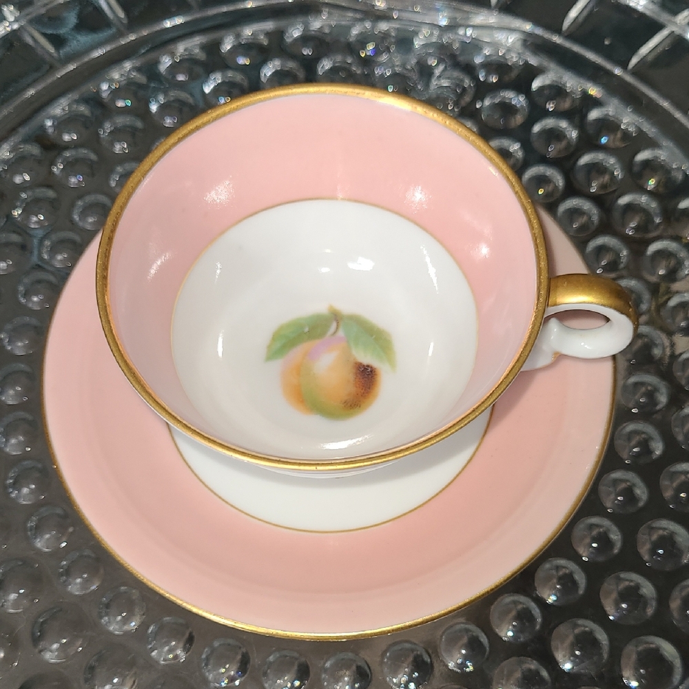 Elegant Pink and Gold Teacup and Saucer Set